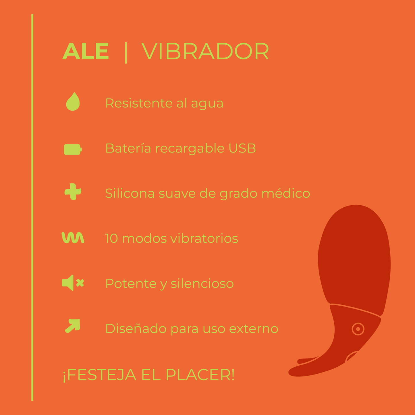 ALE - Mini Vibrador Discreto y Potente con 10 Modos de Vibración