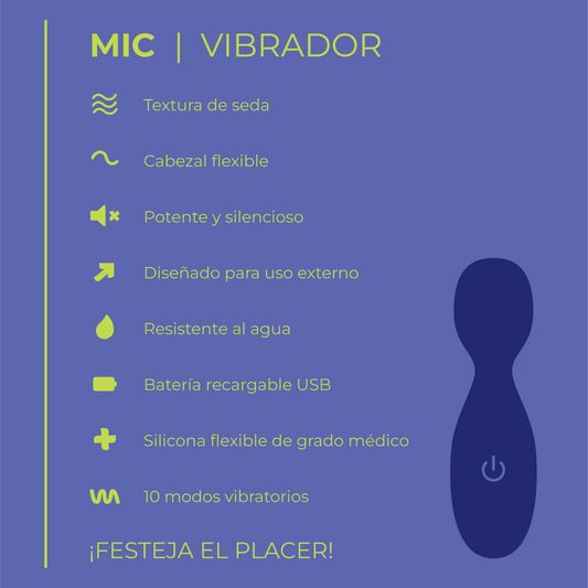 MIC - Mini Vibrador Flexible con 10 Modos de Vibración