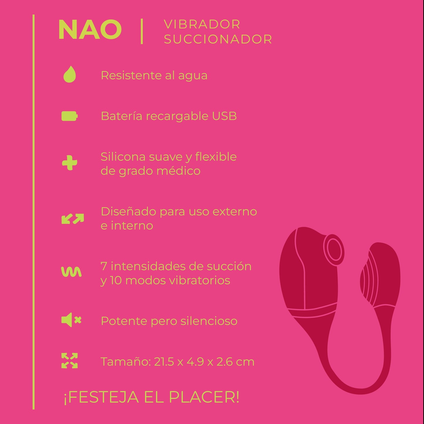 NAO - Succionador y Vibrador de Doble Placer con Silicona Médica