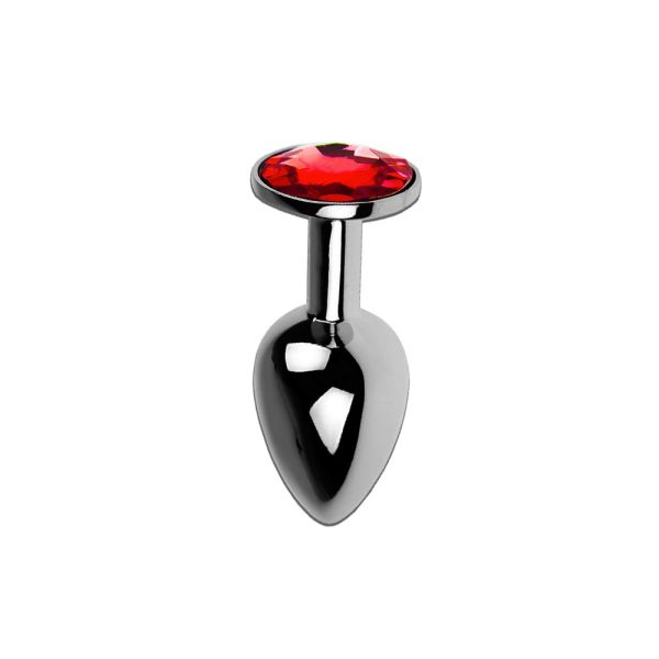 Plug anal de Zinc sólido con joya decorativa roja